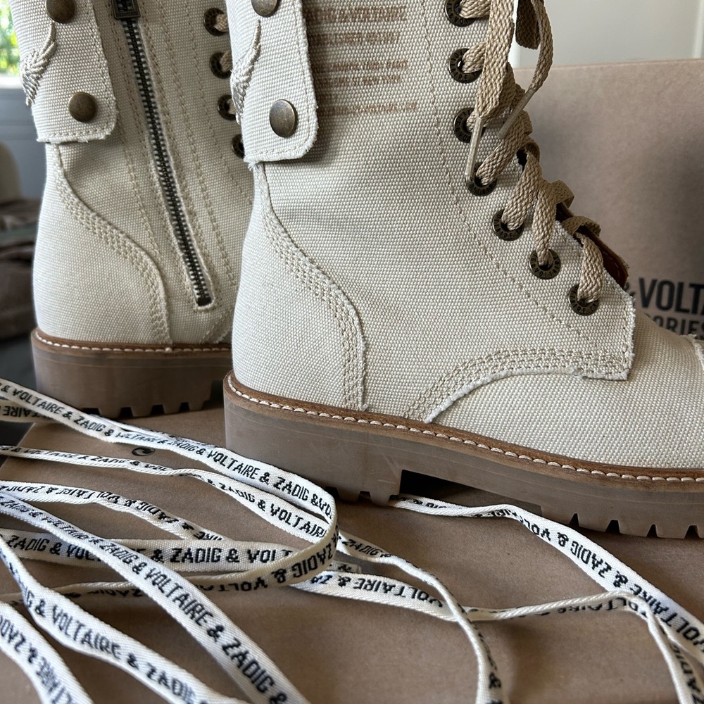Zadig & Voltaire Beige Combat Boots
